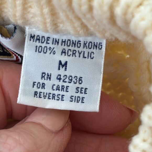 Vintage 80s Brittany Bay Cream Fisherman Cable Knit Pullover Sweater - Picture 4 of 4